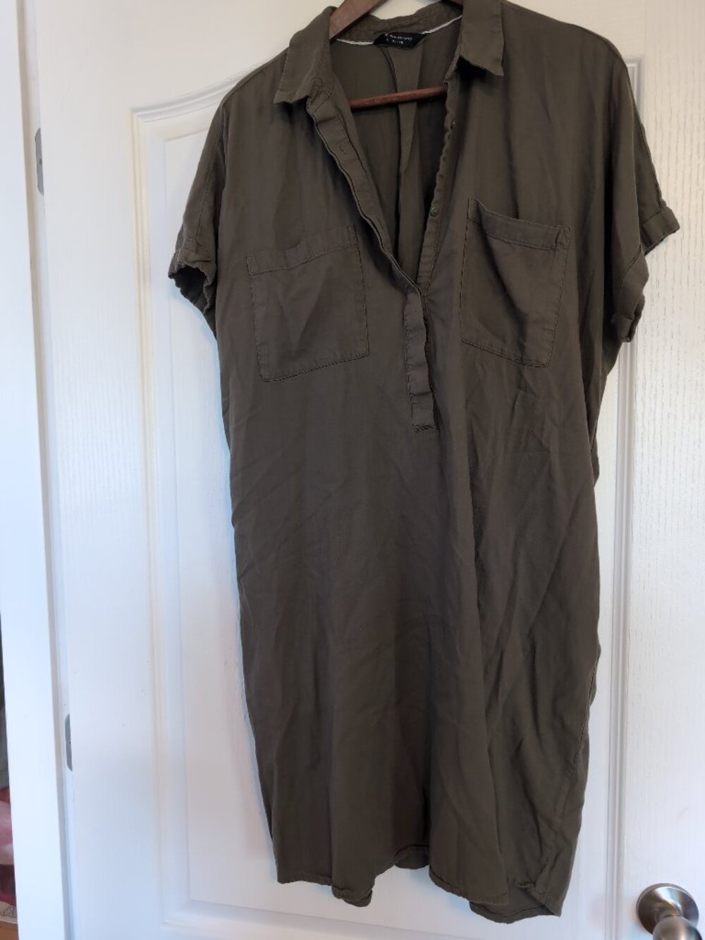 Olive green shirt dress